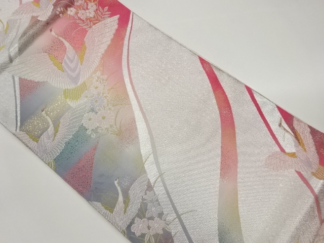 JAPANESE FUKURO OBI / WOVEN AUTUMN FLOWERS